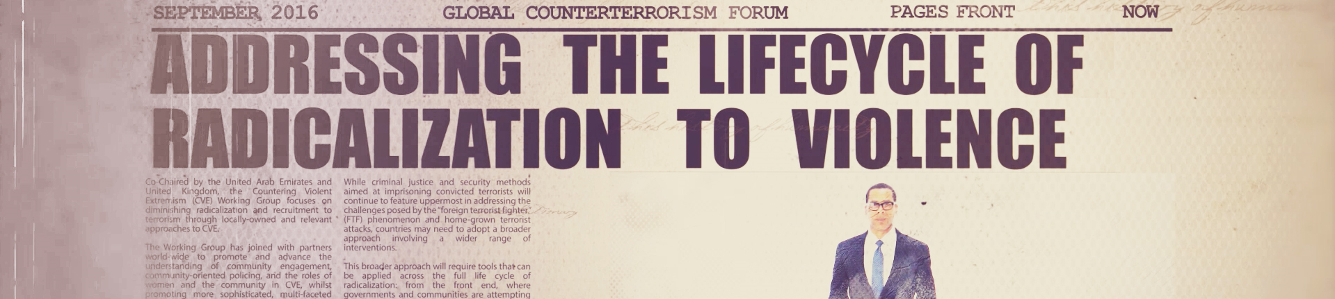 Banner Addressing the lifecycle of radicalization to violence